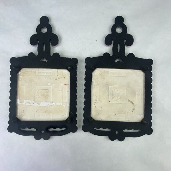 Vintage Cast Iron Metal Tile Wall Trivets Set of 2 - Picture 6 of 8